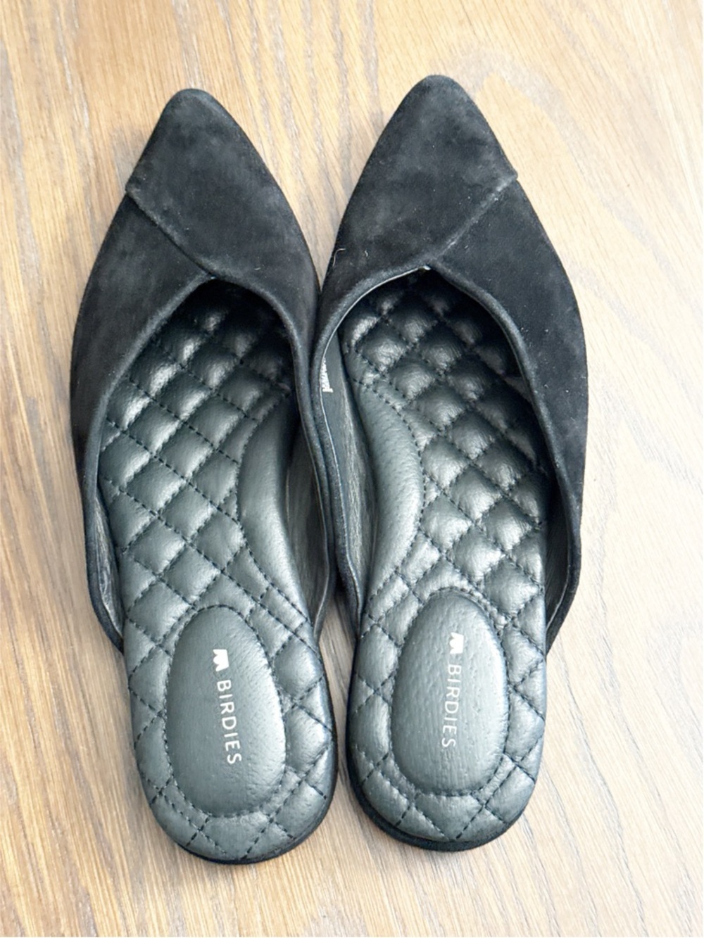 BIRDIES "The Swan" Black Suede Pointed Toe Mules - 6 - Picture 6 of 9